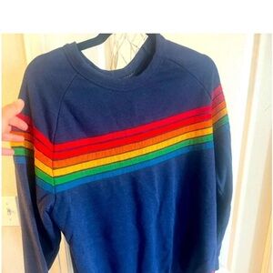 Aviator Nation Navy Sweater with Multicolor Stripes
